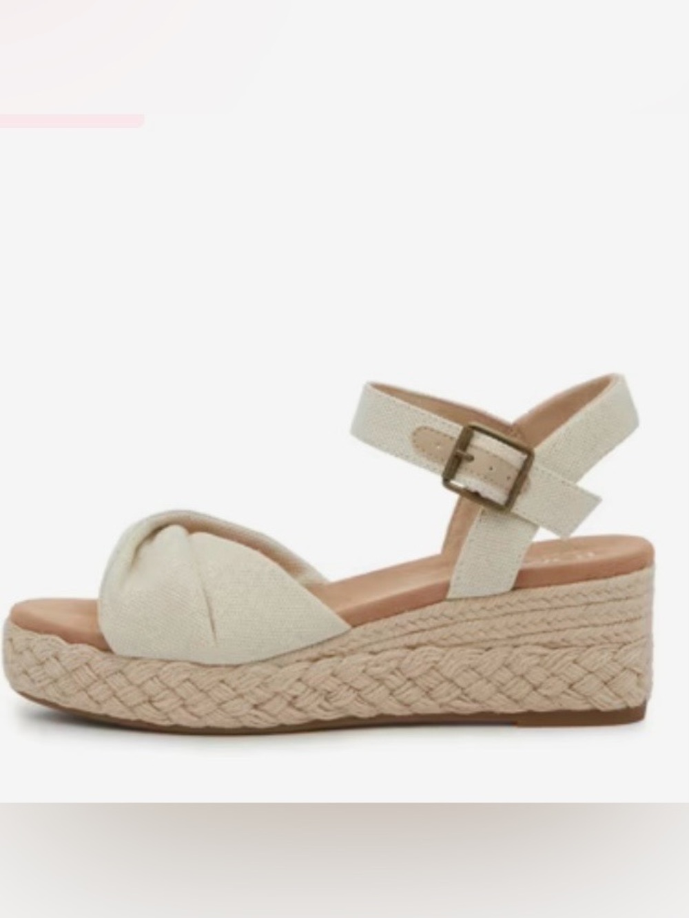 Toms Kinsley Natural Ivory Knotted Espadrille Wedge Sandal Boho Coastal Vacation